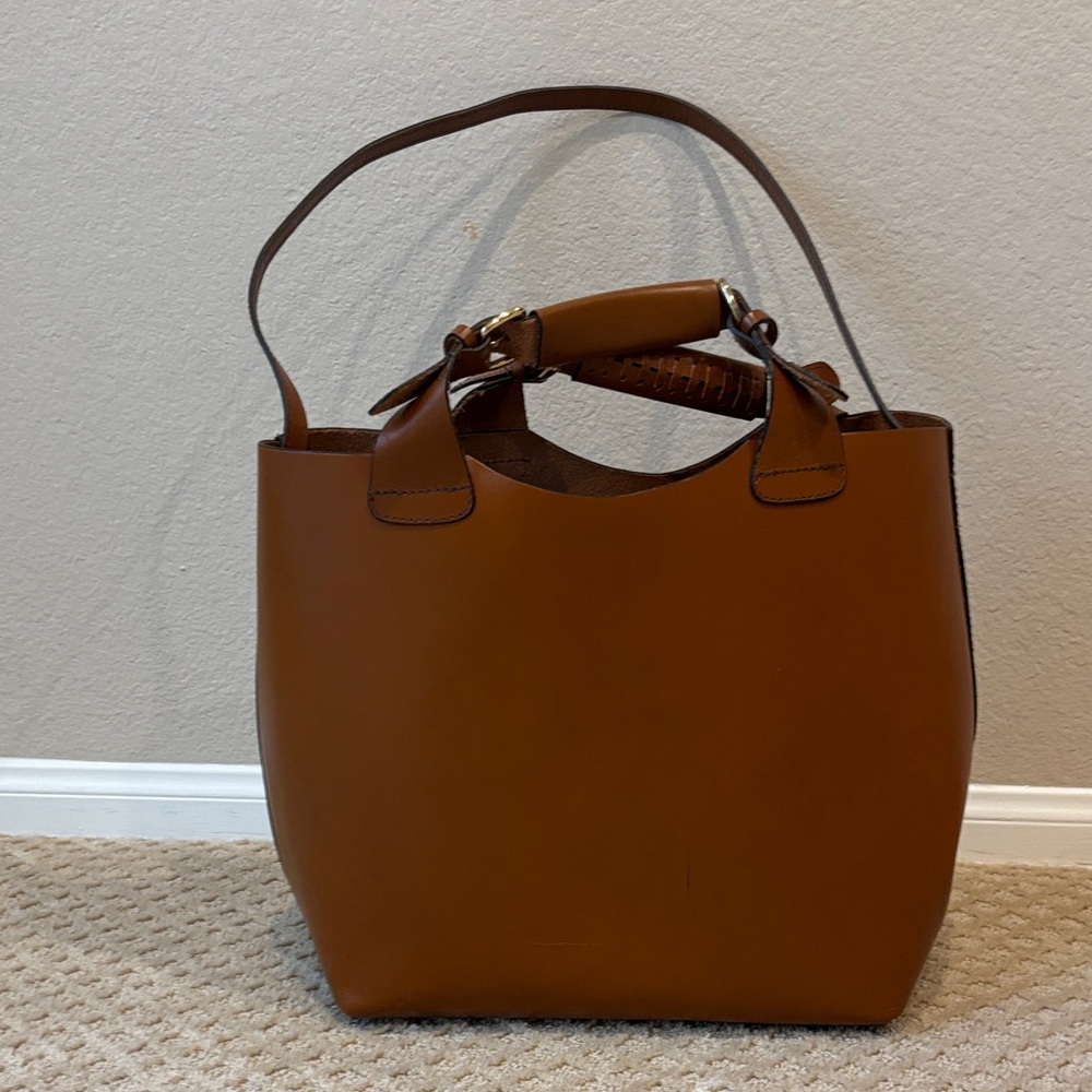 Zara Brown Leather Tote Bag